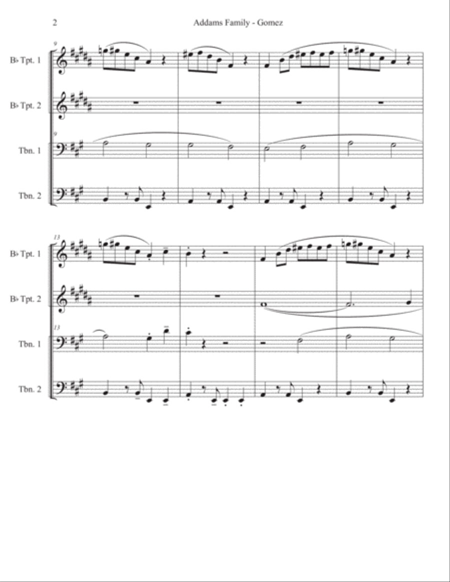 Addams Family Theme Chamber Music scores gallery preview page 5