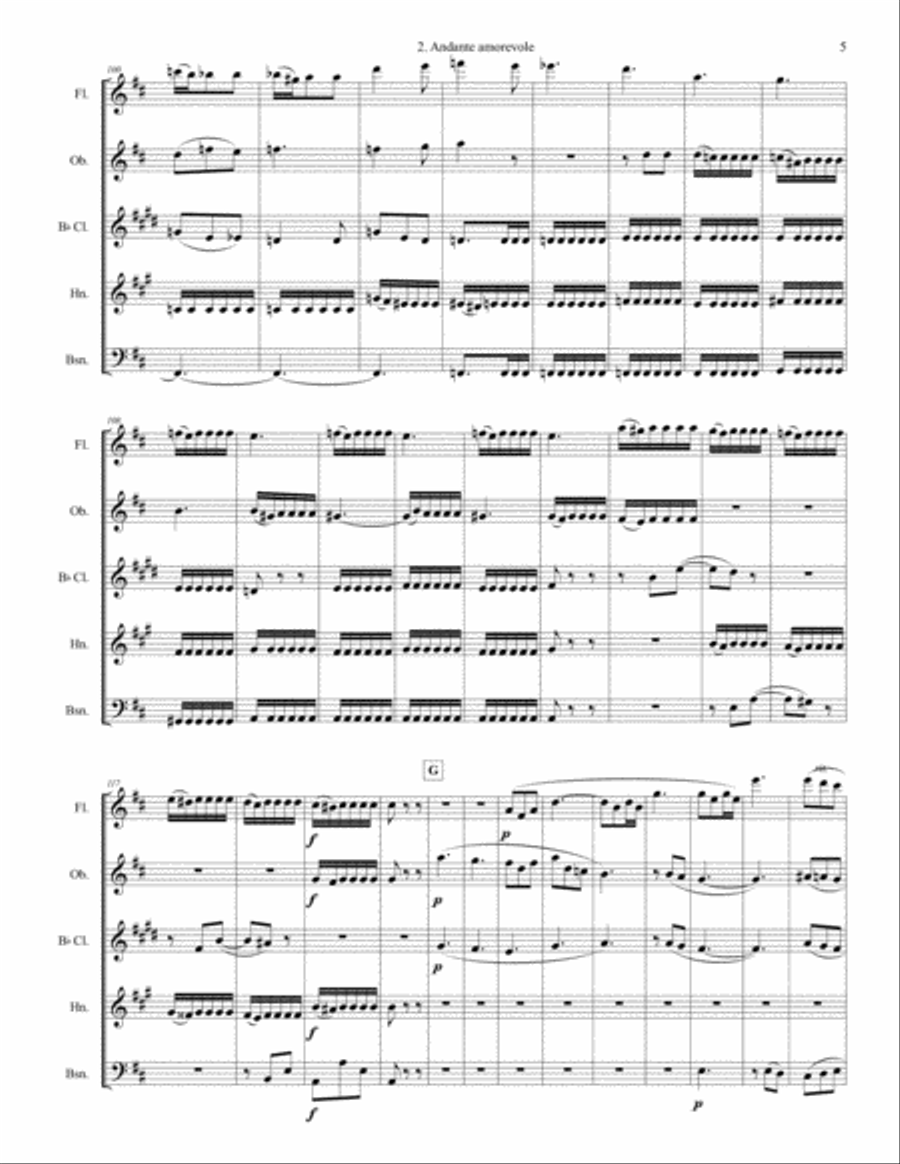 Andante and Menuetto from String Symphony 7 Woodwind Quintet scores gallery preview page 5