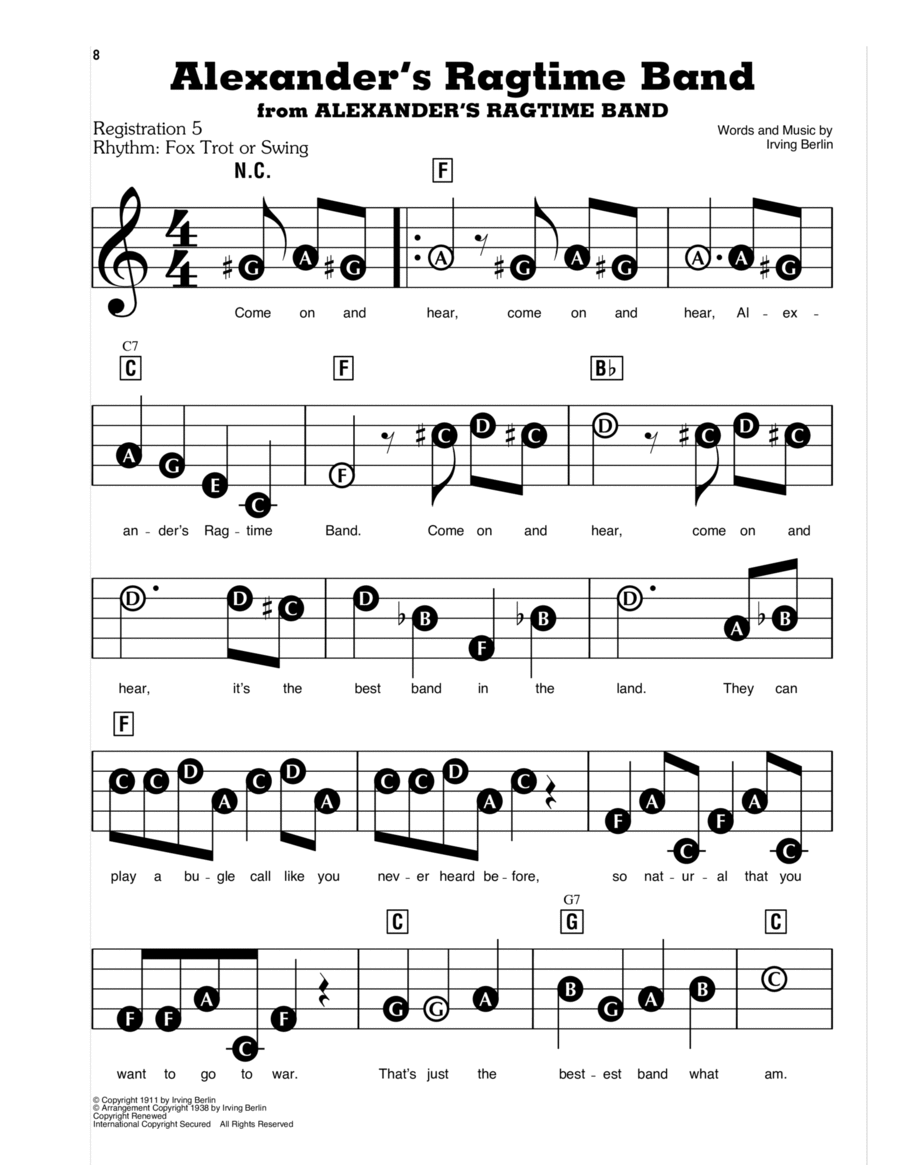 Alexander's Ragtime Band Piano, Vocal scores gallery preview page 1