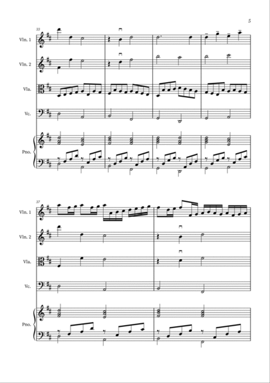 Canon in D - String Quartet and Piano String Quartet scores gallery preview page 5