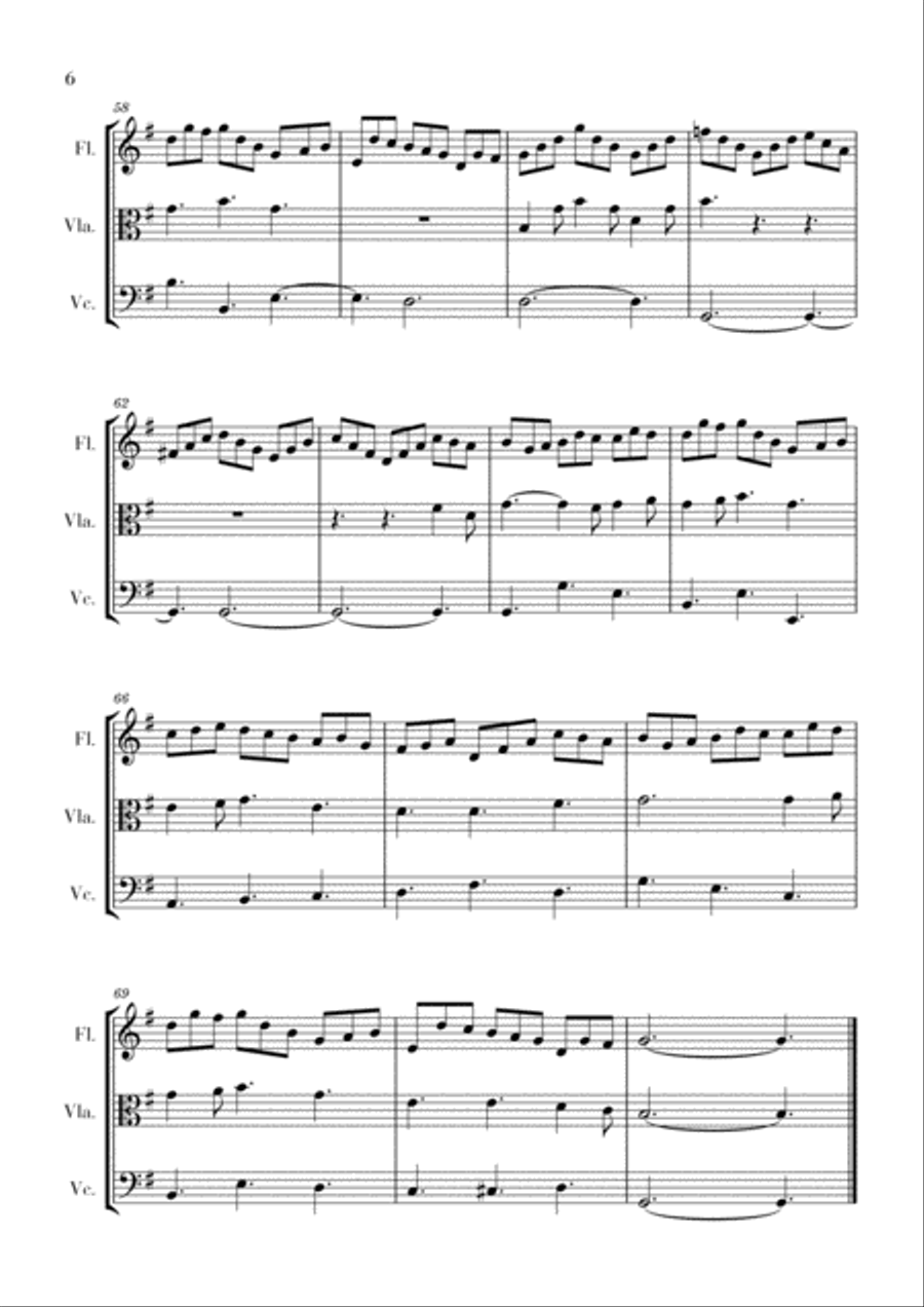 Bach - Jesus bleibet meine Freude for Flute, Viola and Cello Small Ensemble scores gallery preview page 6