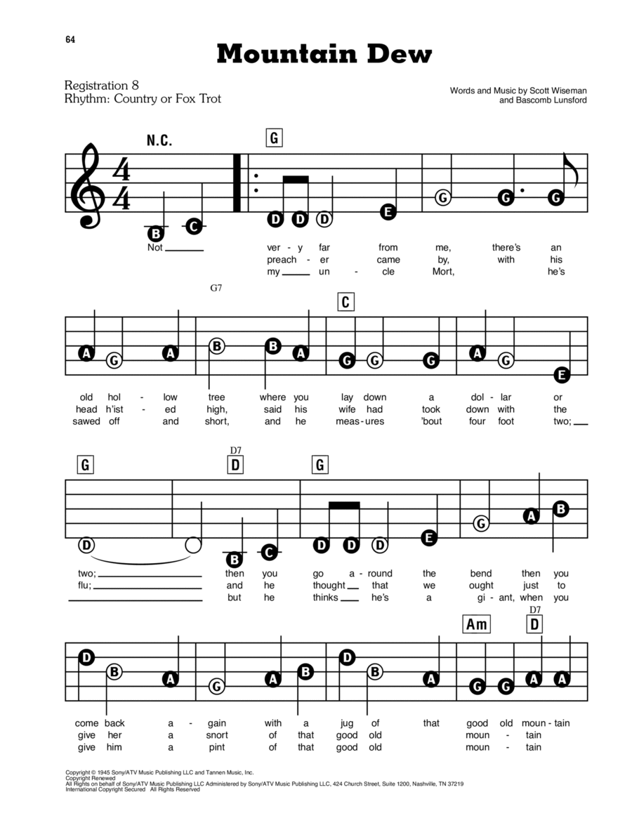 Mountain Dew Electronic Keyboard scores gallery preview page 1