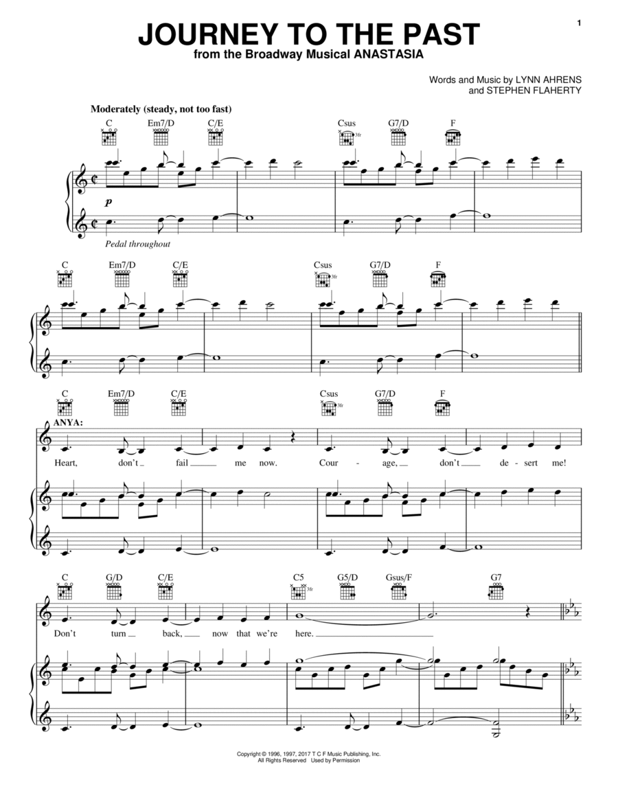 Journey To The Past Piano, Vocal, Guitar scores gallery preview page 1
