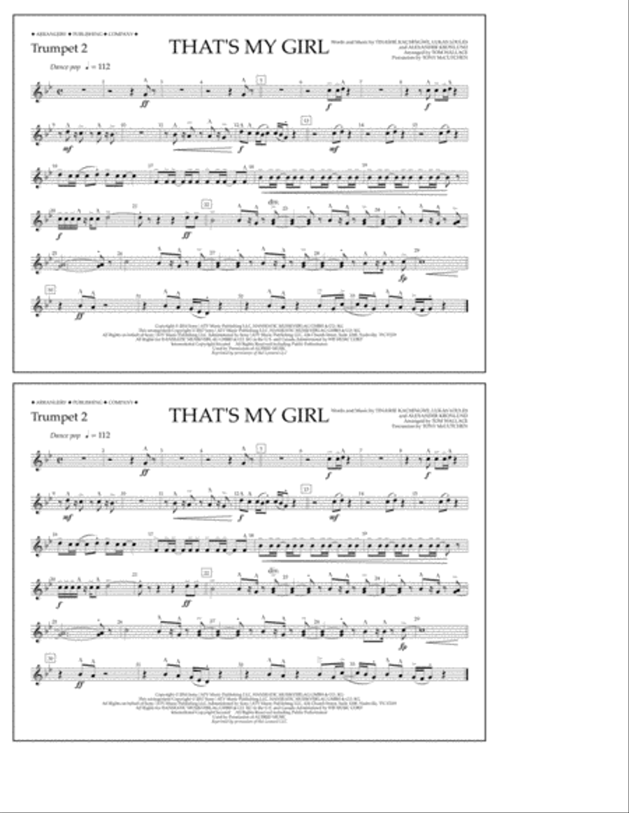 That's My Girl - Trumpet 2 Marching Band scores gallery preview page 1