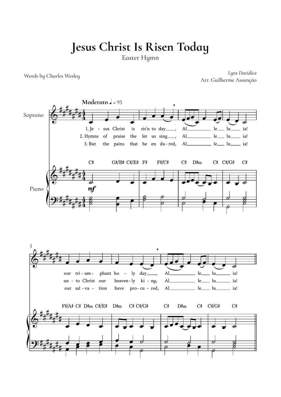 Jesus Christ is Risen Today (Soprano, Piano) - in C# Major