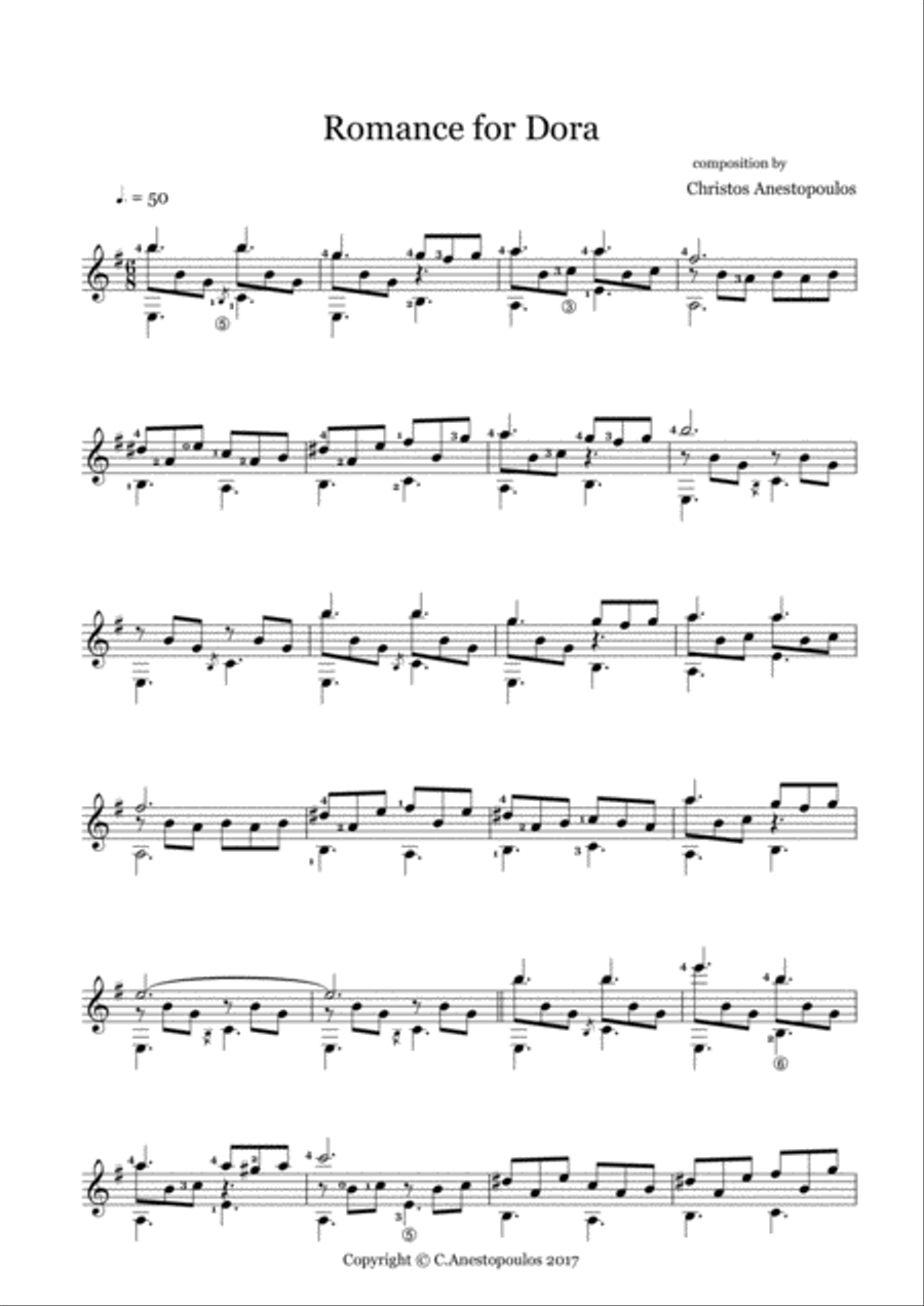 Romance for Dora Romance for Dora Classical Guitar scores gallery preview page 2