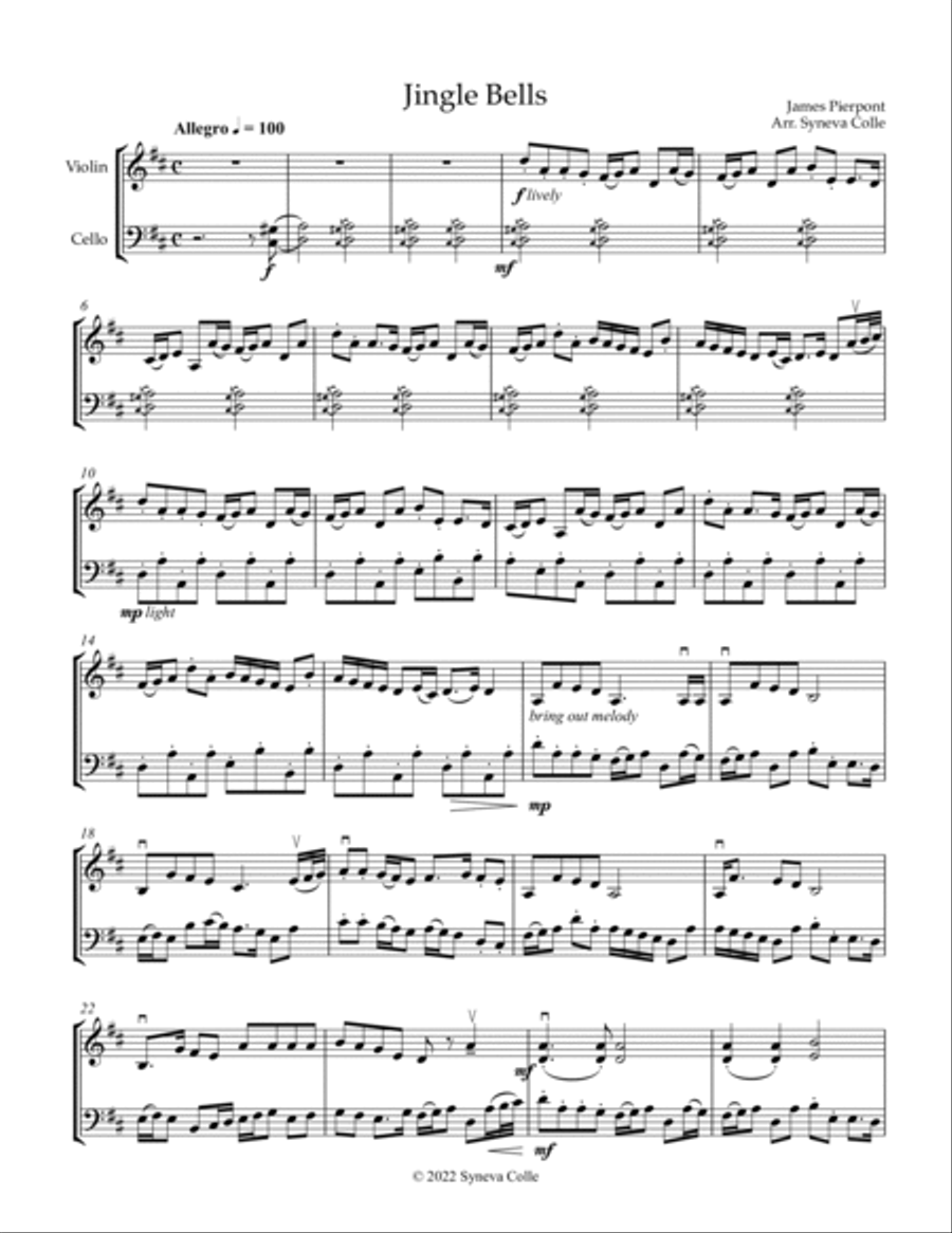 Jingle Bells Jingle Bells String Duet scores gallery preview page 2
