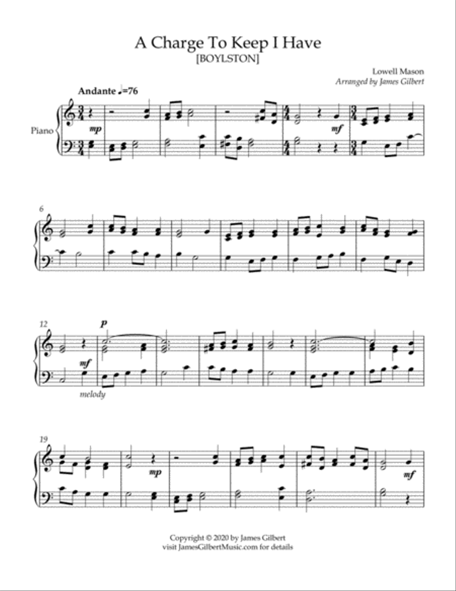A Charge To Keep I Have Piano Solo scores gallery preview page 2