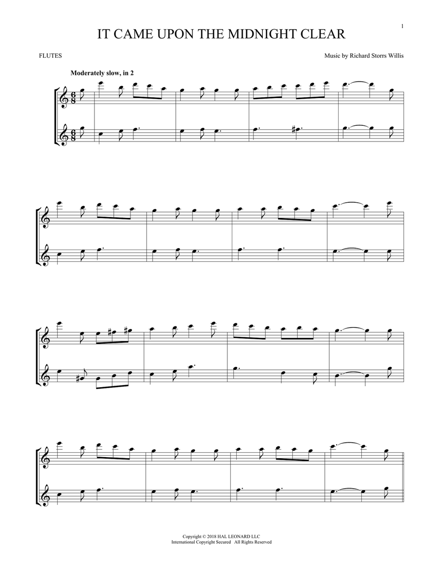 It Came Upon The Midnight Clear Flute Duet scores gallery preview page 1