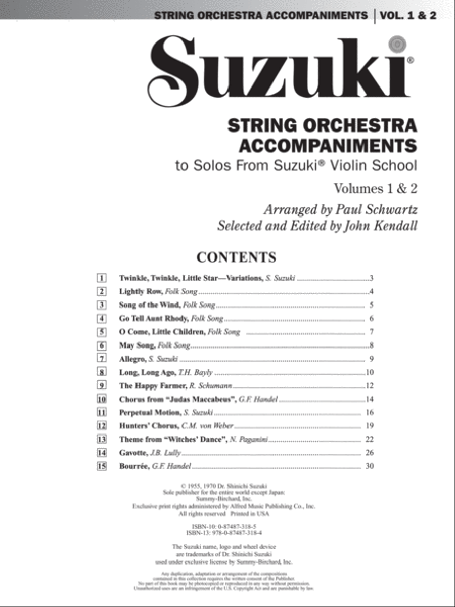 String Orchestra Accompaniments to Solos from Volumes 1 & 2