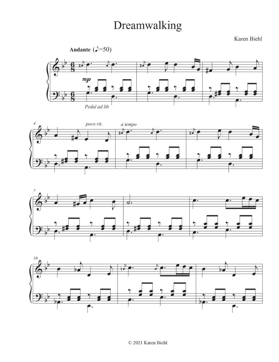 Dreamwalking Piano Solo scores gallery preview page 1