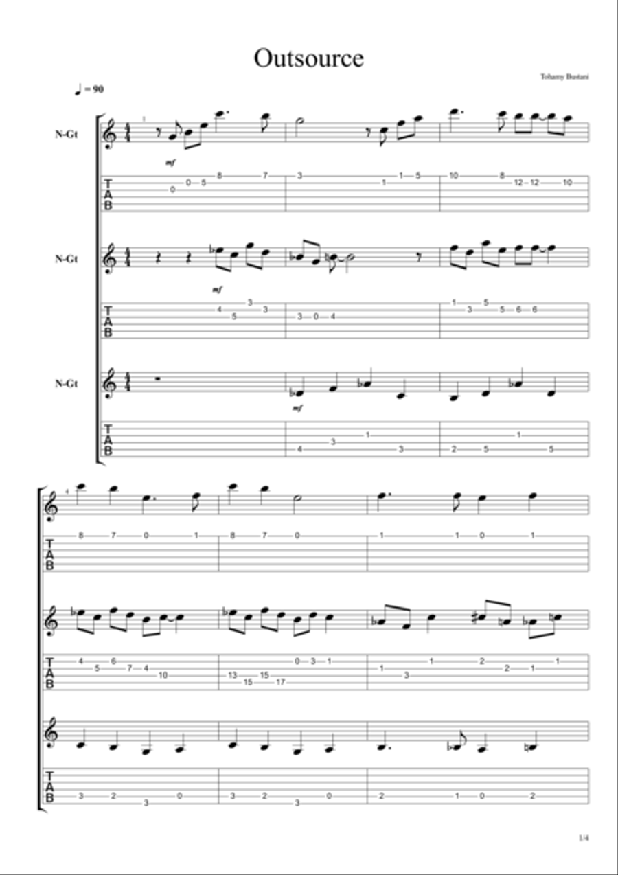 Outsource Guitar Ensemble scores gallery preview page 1