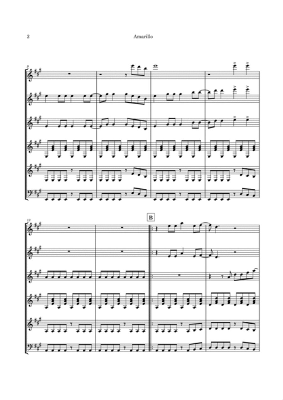 Amarillo (is This The Way To) Guitar Ensemble scores gallery preview page 5