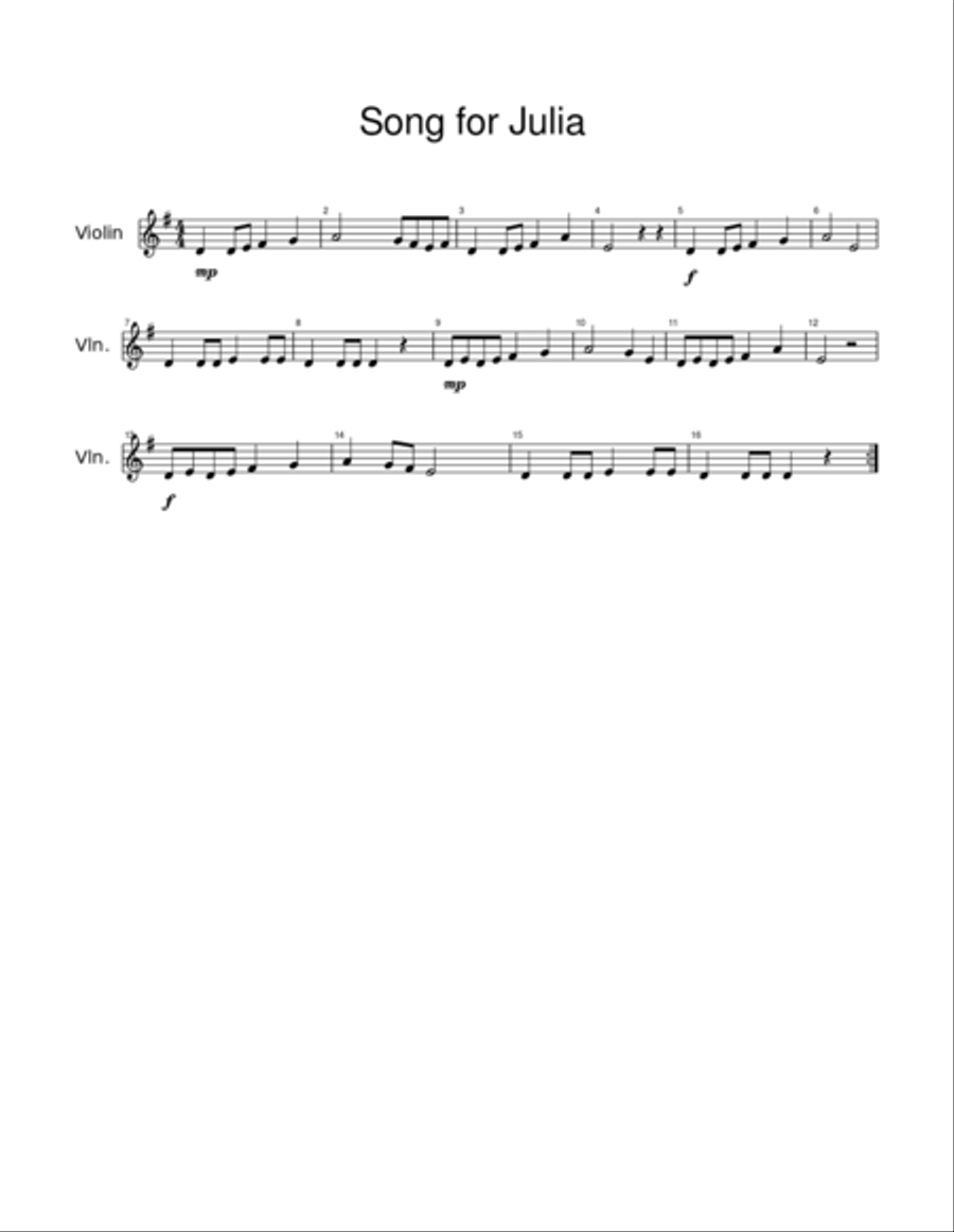 Song for Julia Song for Julia Violin Solo scores gallery preview page 1