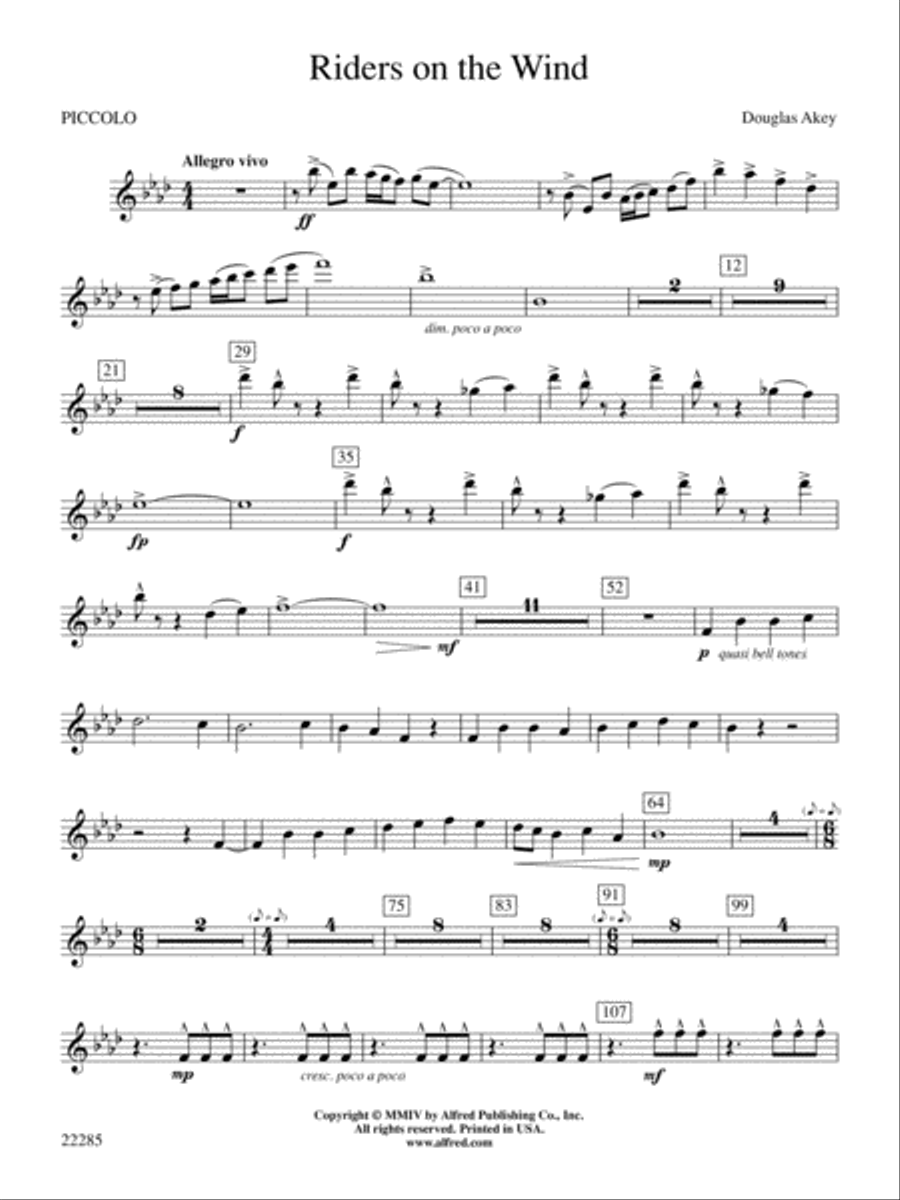 Riders on the Wind: Piccolo Concert Band scores gallery preview page 1