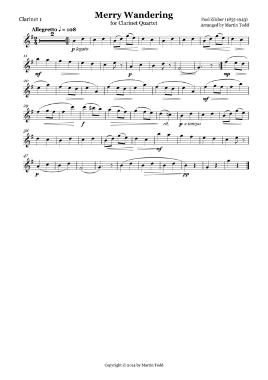 Merry Wandering for Clarinet Quartet Clarinet Quartet scores gallery preview page 2