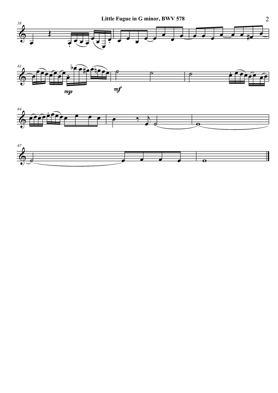 Little Fugue in G minor, BWV 578-3 Bb clarinets,bass clarinet Clarinet Quartet scores gallery preview page 5