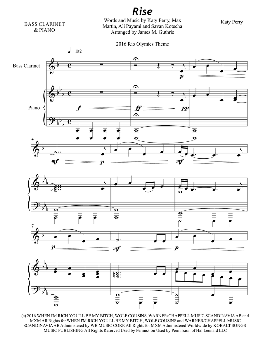 Rise Bass Clarinet scores gallery preview page 1