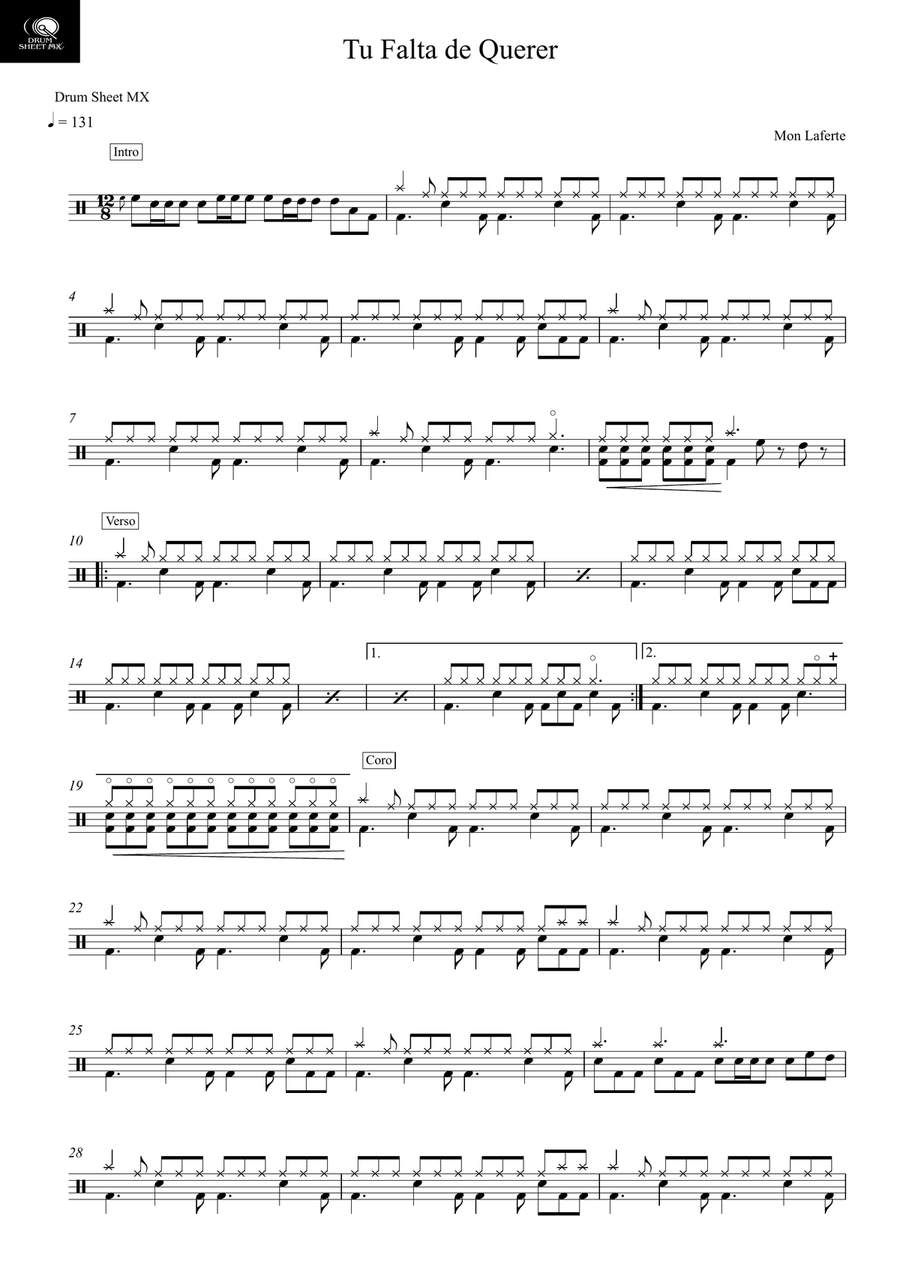 Tu Falta De Querer Drum Set scores gallery preview page 1