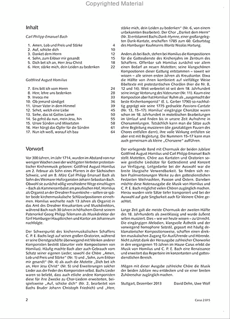 Carl Philipp Emanuel Bach & Gottfried August Homilius. Motets and Choruses Choir scores gallery preview page 4