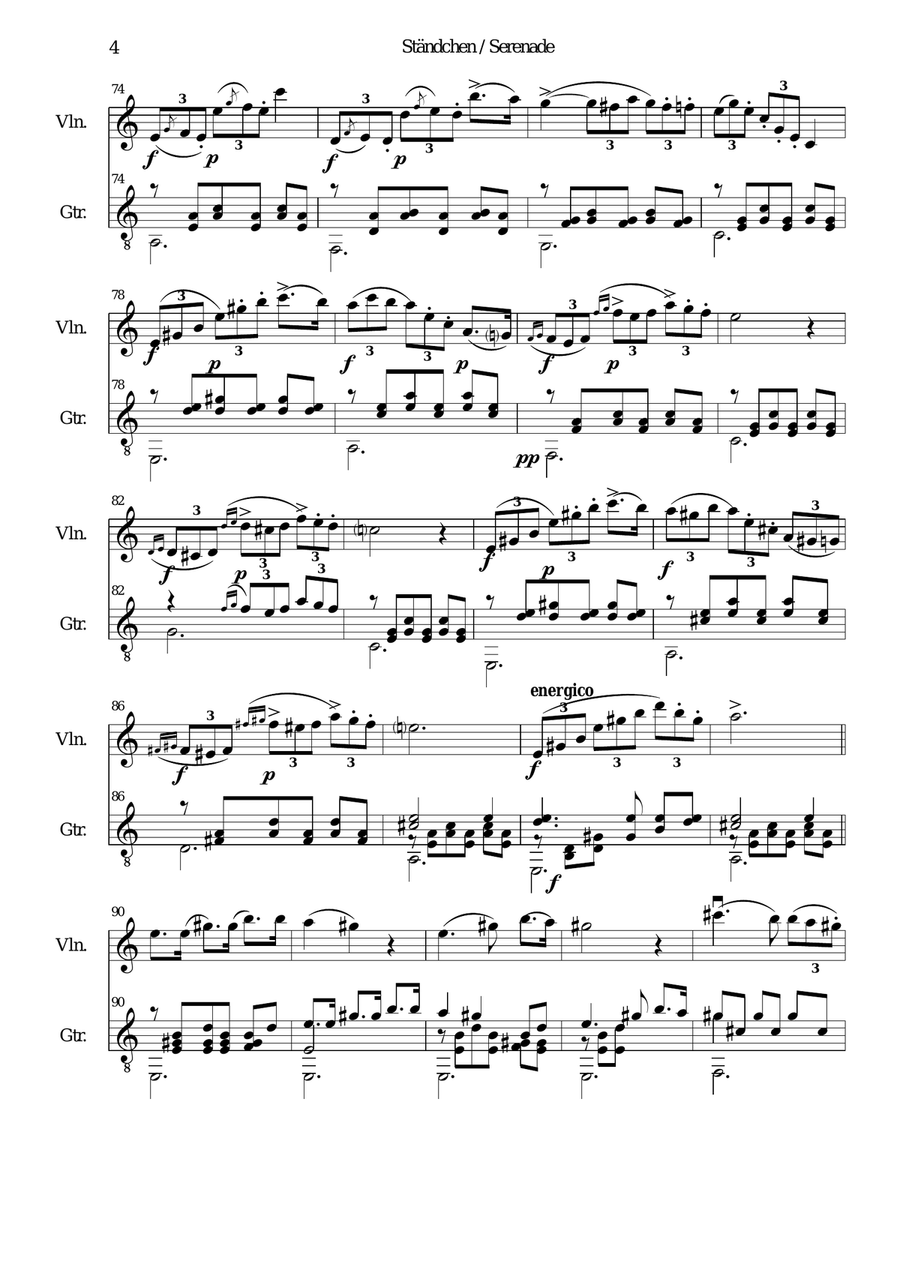 Ständchen (Serenade) for violin and guitar after Theobald Böhm String Duet scores gallery preview page 4