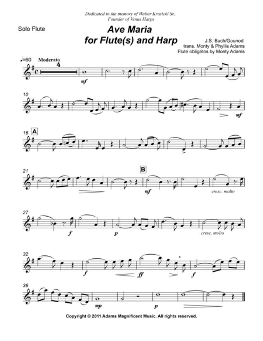 Ave Maria for 3 Flutes and Harp Small Ensemble scores gallery preview page 6