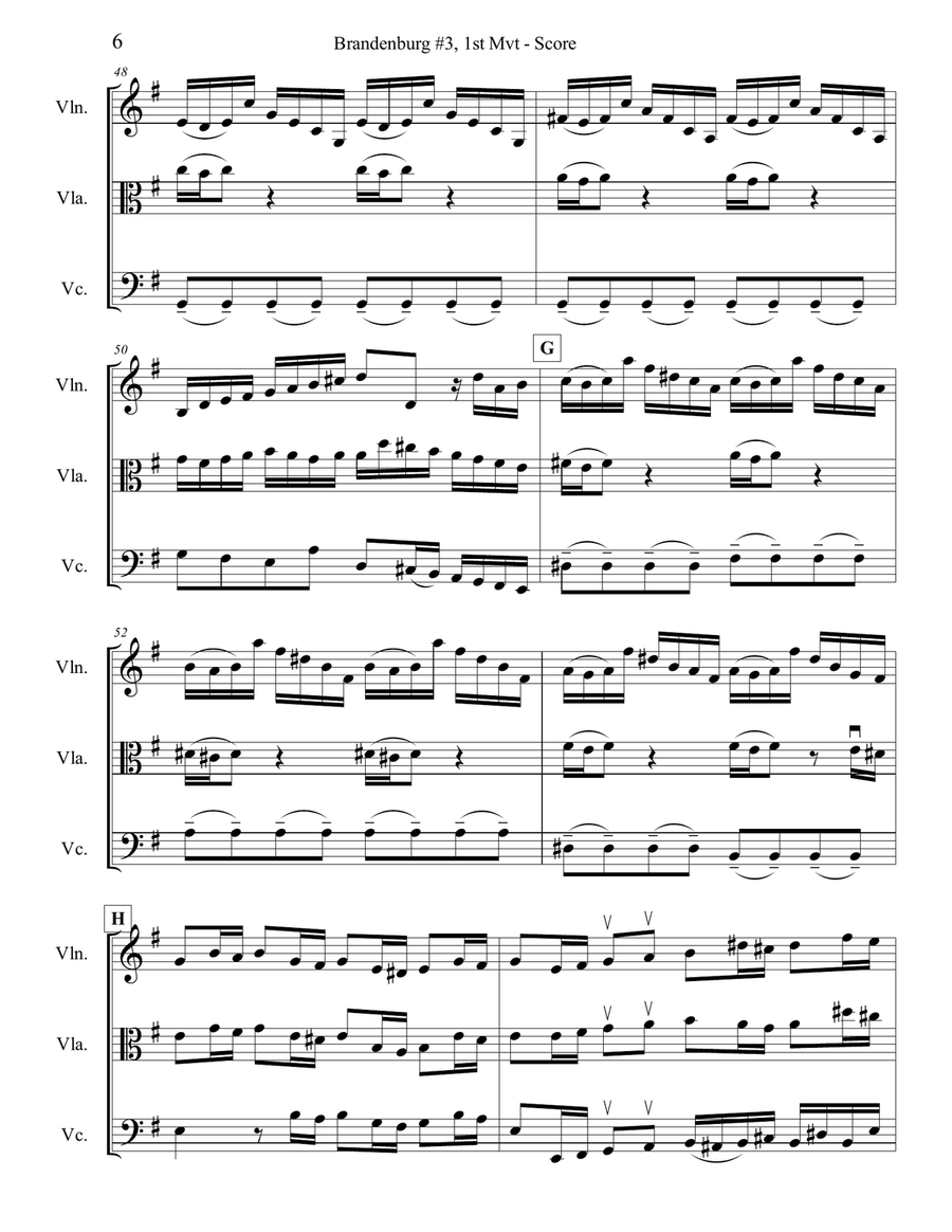 Brandenburg Concerto #3, 1st Mvt. for String Trio String Trio scores gallery preview page 6