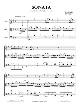 Book cover for BACH: Sonata BWV 1030 for String Trio