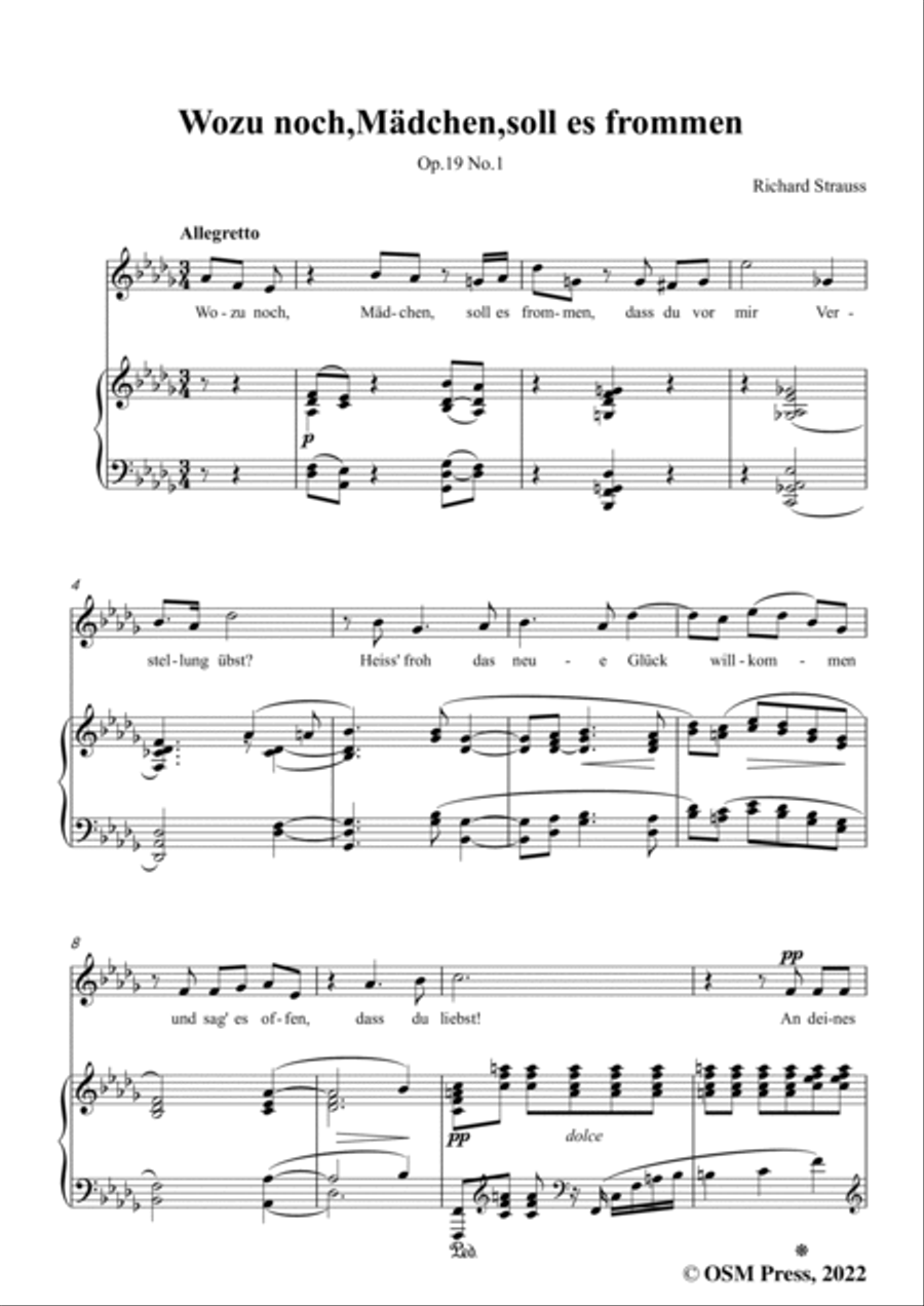 Richard Strauss-Wozu noch,Mädchen,soll es frommen,in D flat Major Voice scores gallery preview page 3
