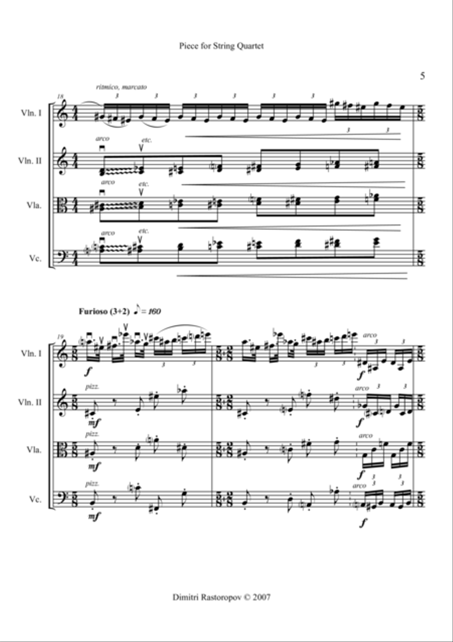 Piece for String Quartet String Quartet scores gallery preview page 5
