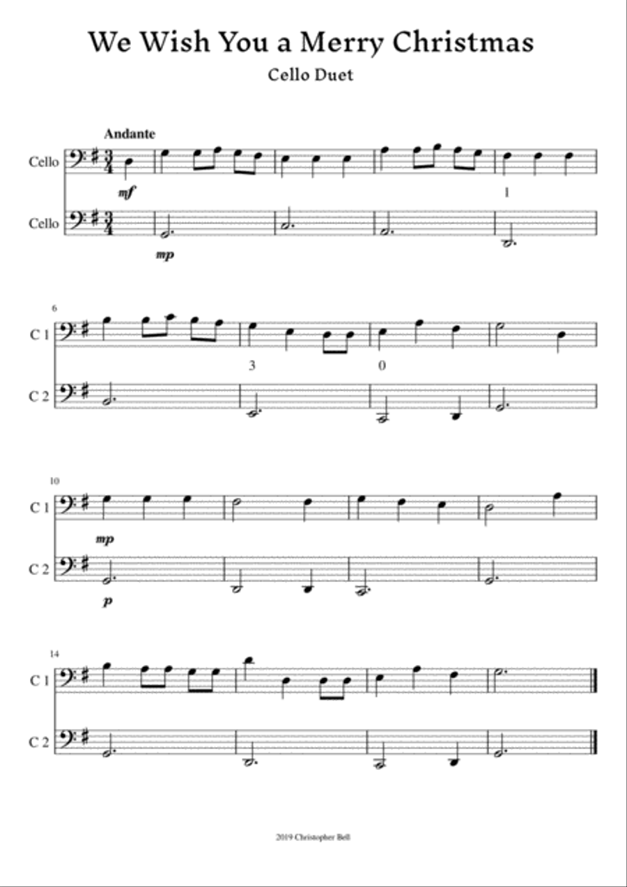 We Wish You A Merry Christmas - Easy Cello Duet String Duet scores gallery preview page 2