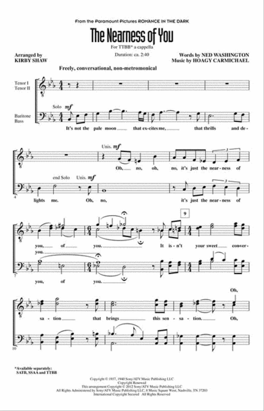 The Nearness of You The Nearness of You TTBB scores gallery preview page 2