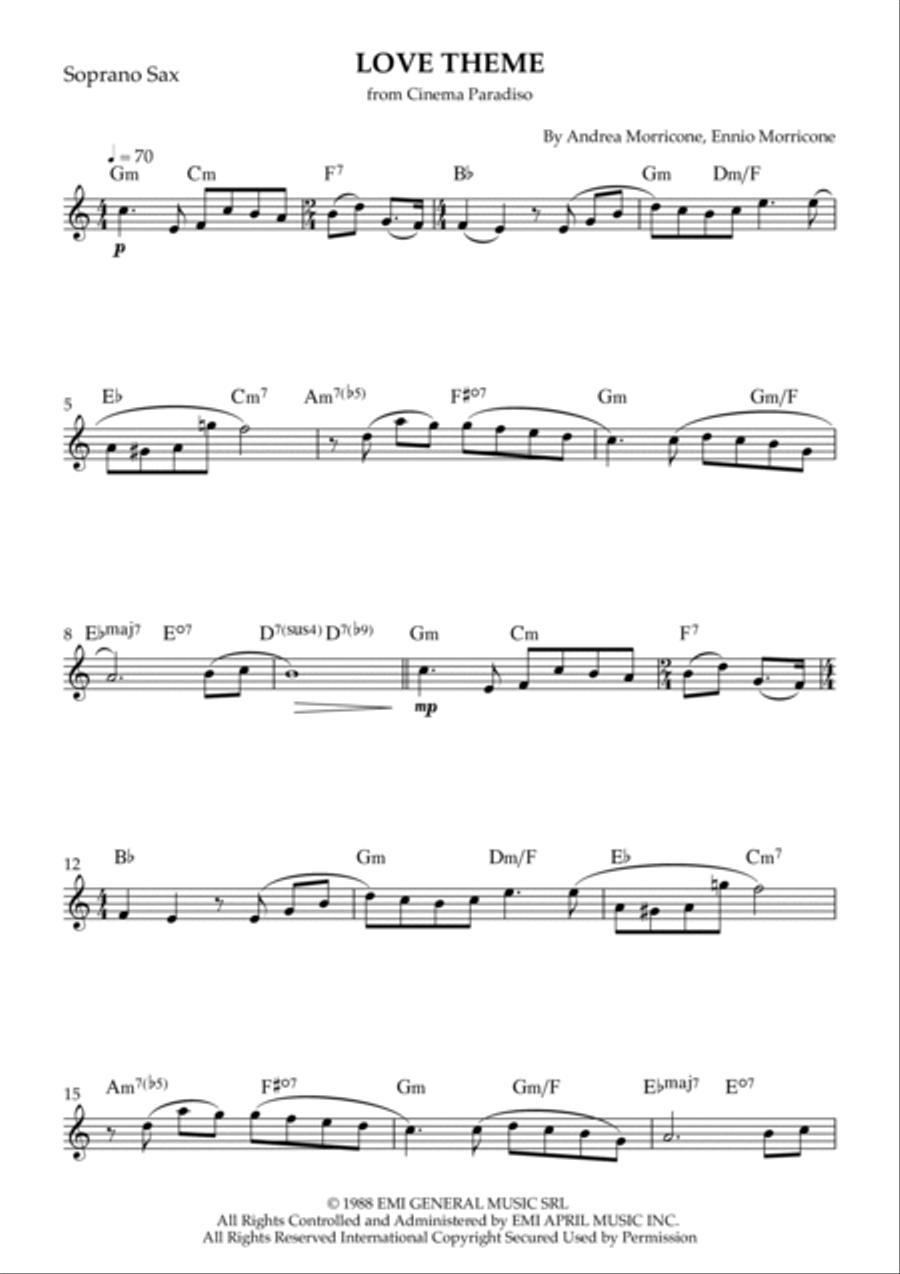 Love Theme (tema D'amore) Saxophone Quartet scores gallery preview page 5
