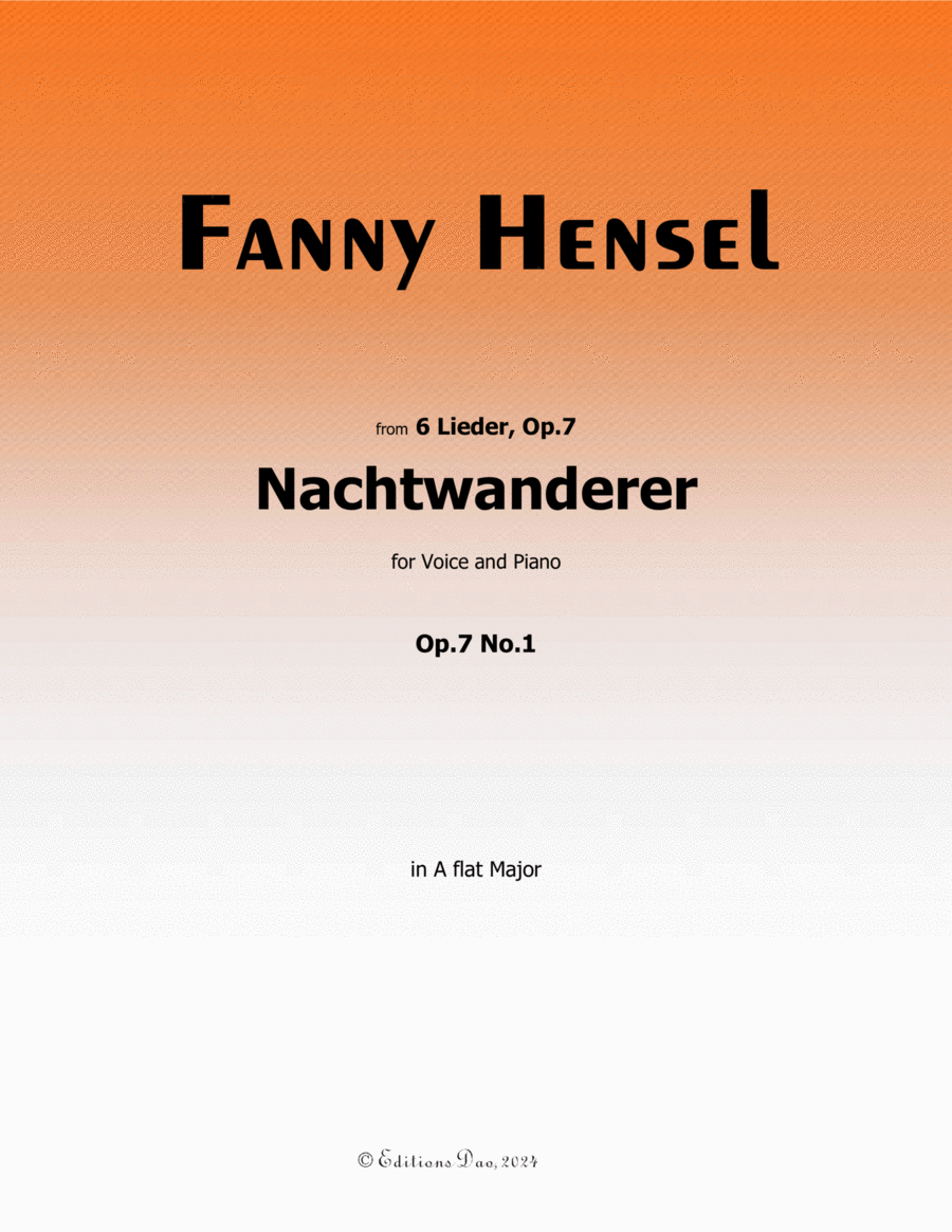 Nachtwanderer, by Fanny Hensel, in A flat Major Voice scores gallery preview page 1