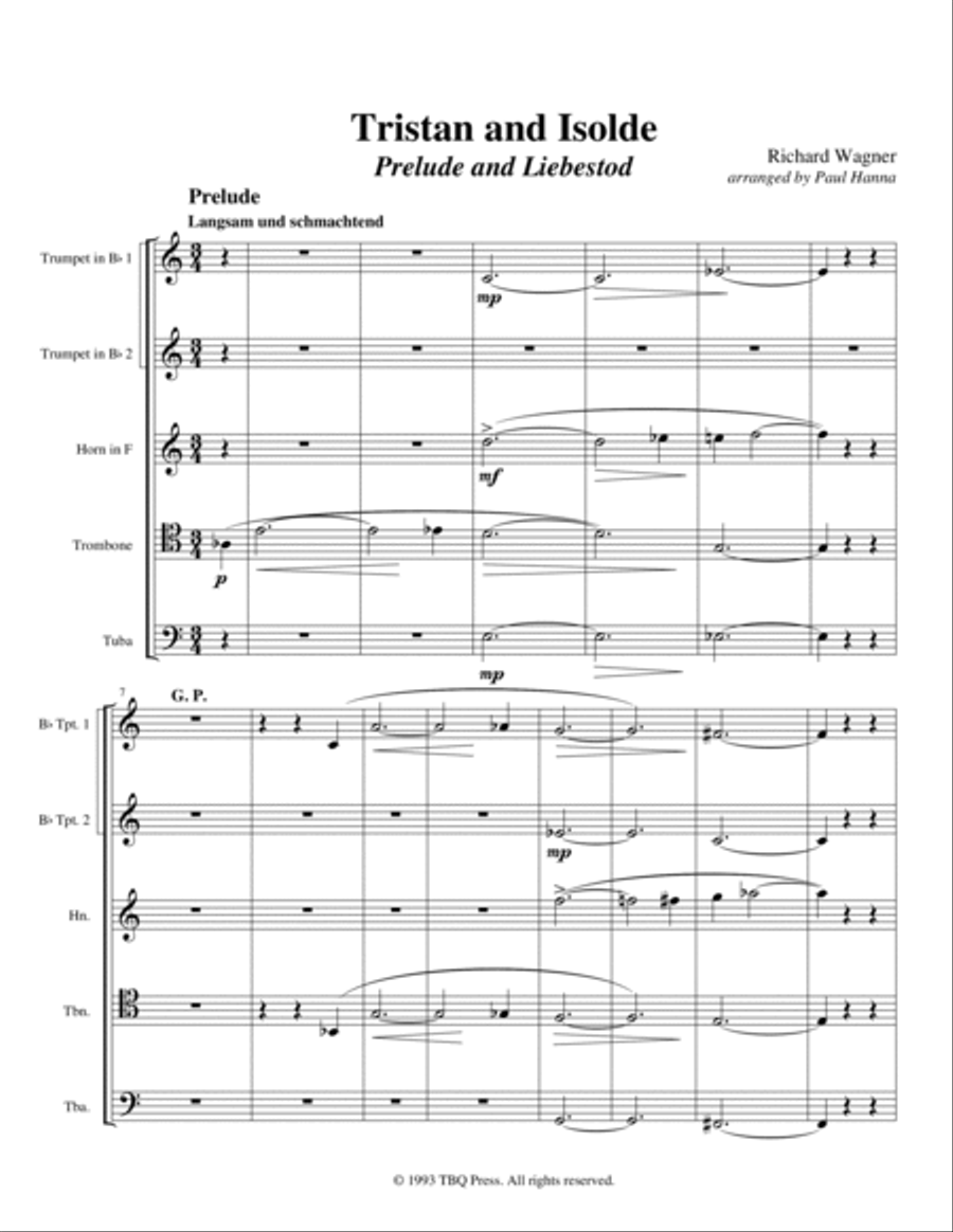 Prelude and Liebestod from Tristan and Isolde Brass Ensemble scores gallery preview page 6