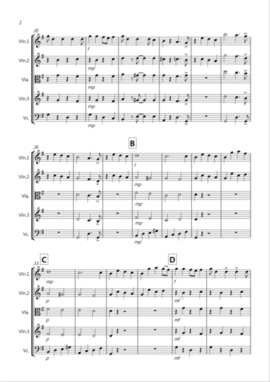 Three Blind Mice for String Quartet String Quartet scores gallery preview page 2