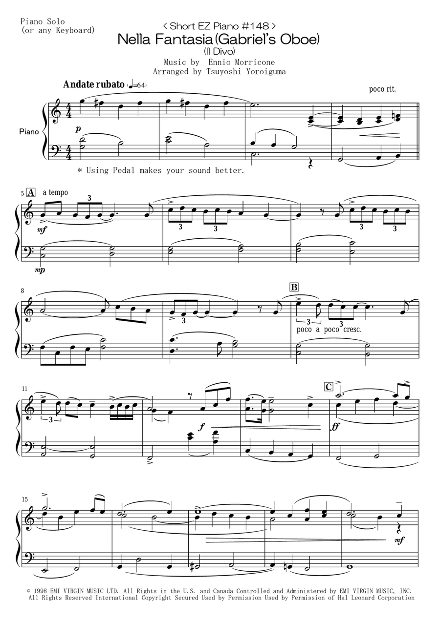 Nella Fantasia Piano Solo scores gallery preview page 1