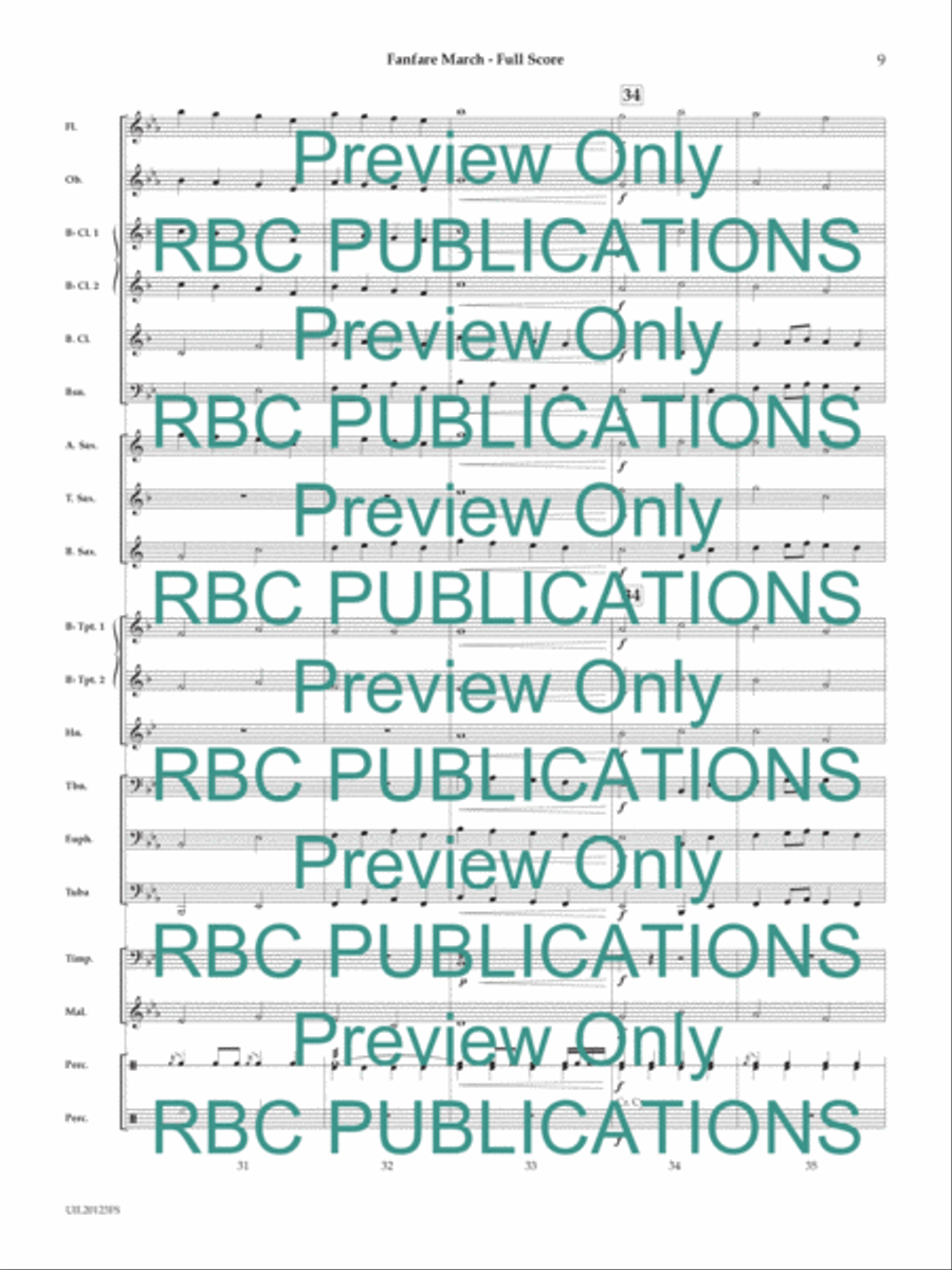 Fanfare March (Score) Concert Band scores gallery preview page 10