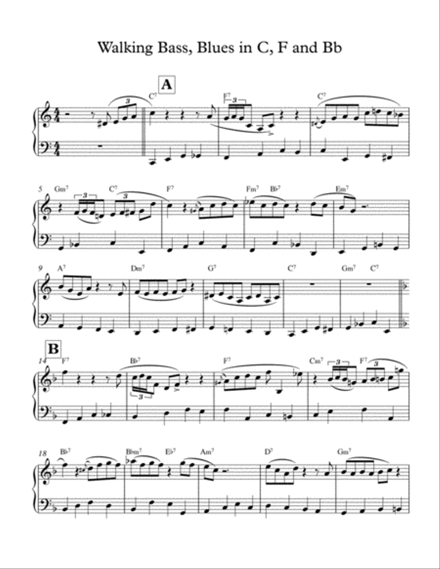 Walking Bass Piano Lesson Piano Method scores gallery preview page 1