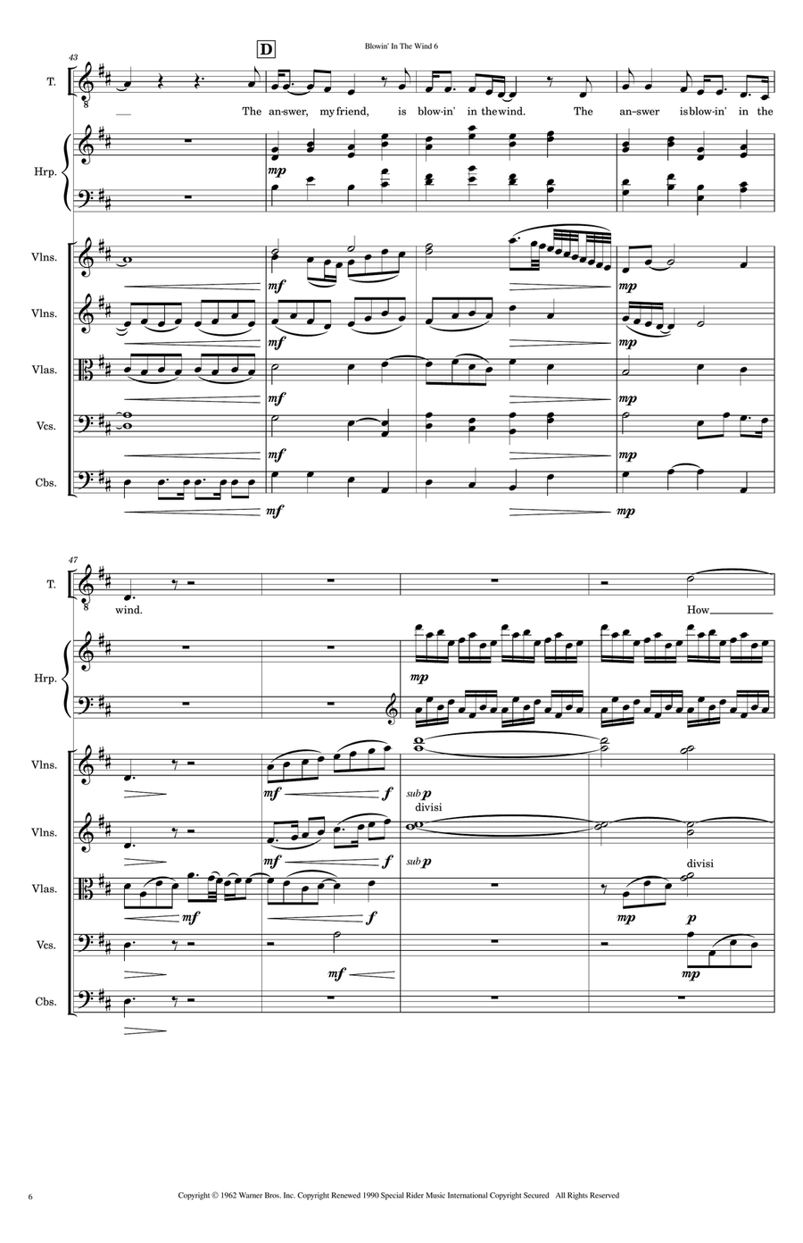 Blowin' In The Wind Full Orchestra scores gallery preview page 6