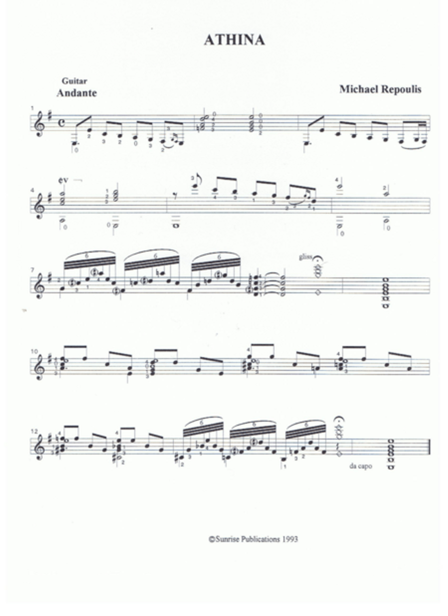 Athina for Classical Guitar Acoustic Guitar scores gallery preview page 1