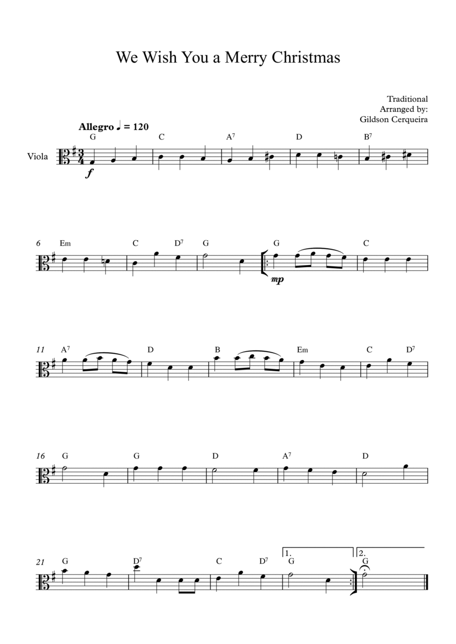 We Wish You a Merry Christmas Chamber Music scores gallery preview page 1