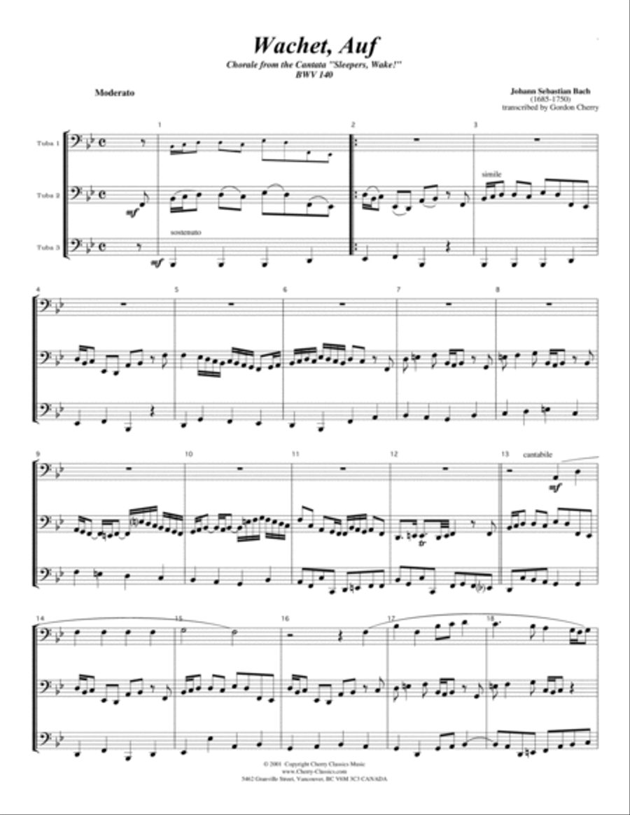 Sleepers Awake (Wachet Auf) for Tuba Trio Brass Trio scores gallery preview page 2