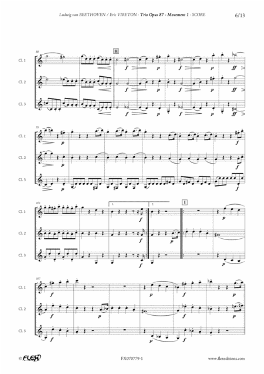Trio Opus 87 - Mvt 1 Clarinet Trio scores gallery preview page 6