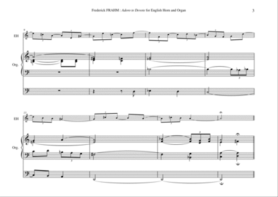 Frederick Frahm: Adoro Te Devote for english horn in F and organ English Horn scores gallery preview page 3