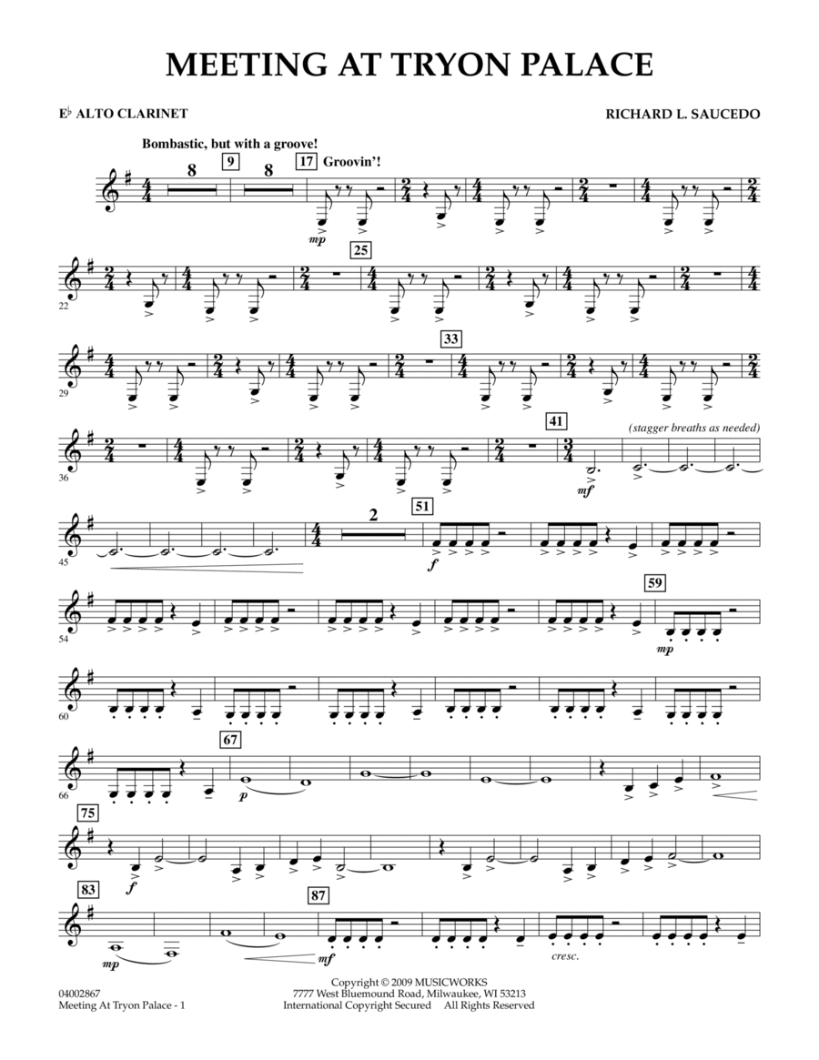 Meeting at Tryon Palace - Eb Alto Clarinet Clarinet scores gallery preview page 1