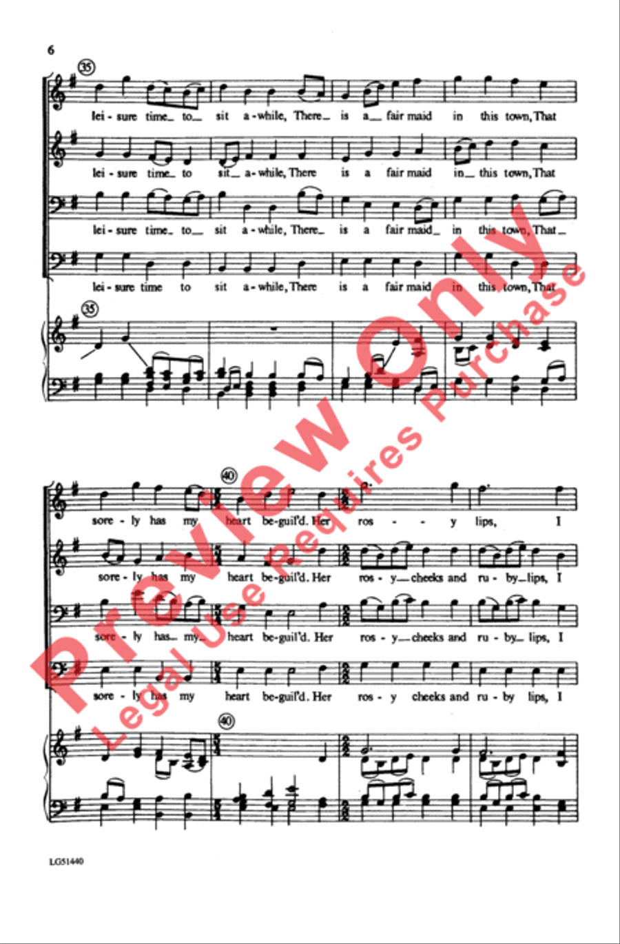 The Parting Glass Men's Choir scores gallery preview page 6