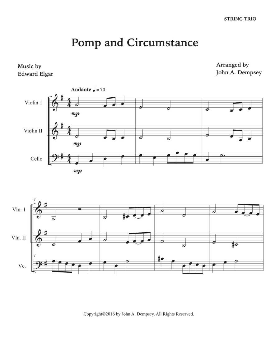 Pomp and Circumstance (String Trio for Two Violins and Cello) String Trio scores gallery preview page 5
