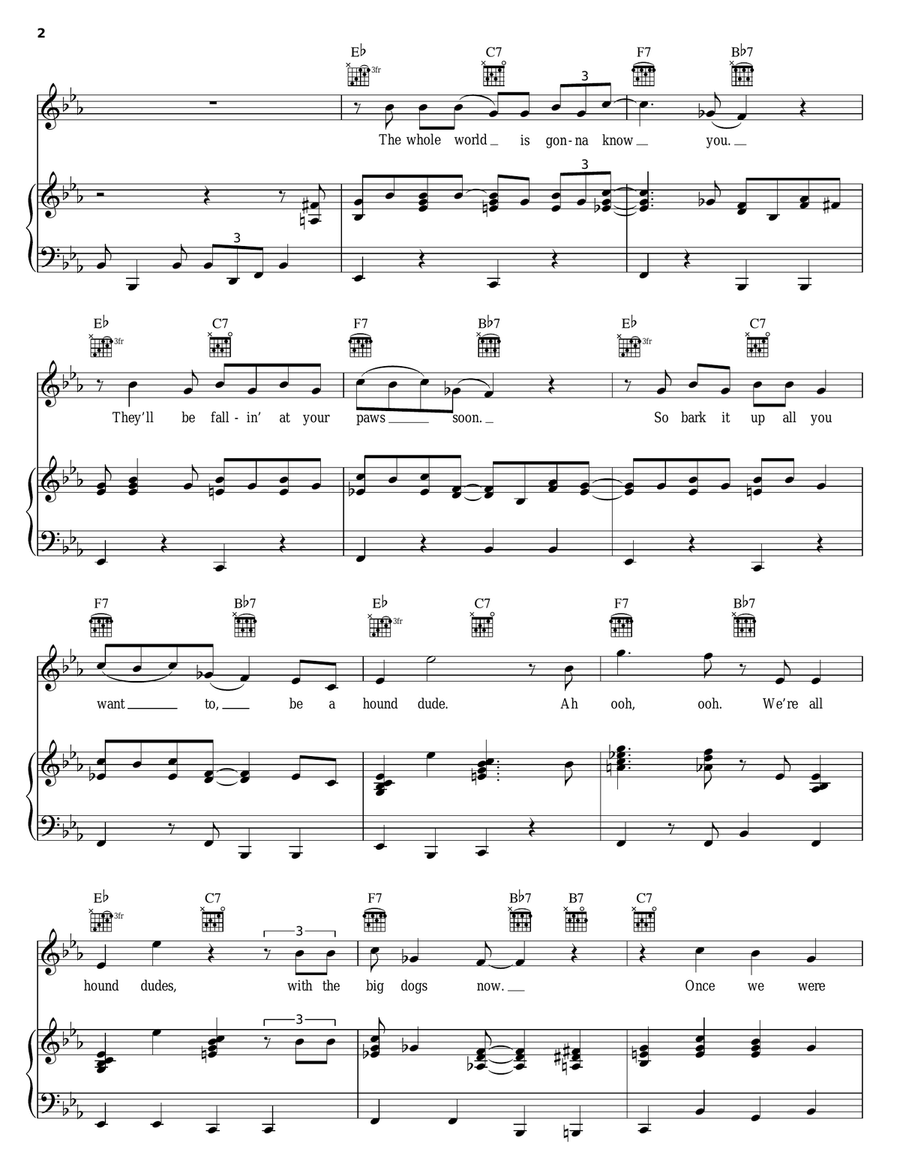 Hound Dude Piano, Vocal, Guitar scores gallery preview page 2