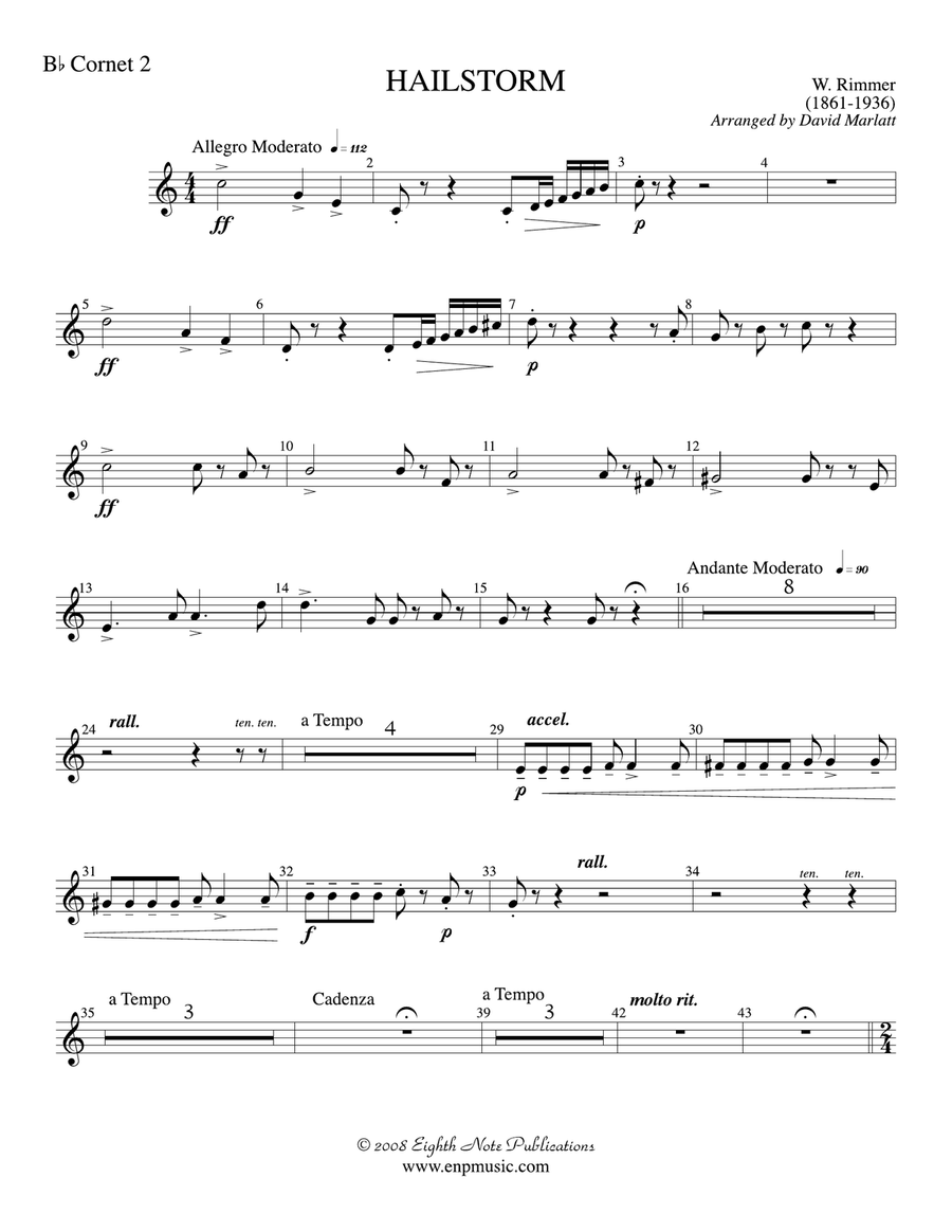 Hailstorm (Solo Cornet and Concert Band): 2nd B-flat Cornet